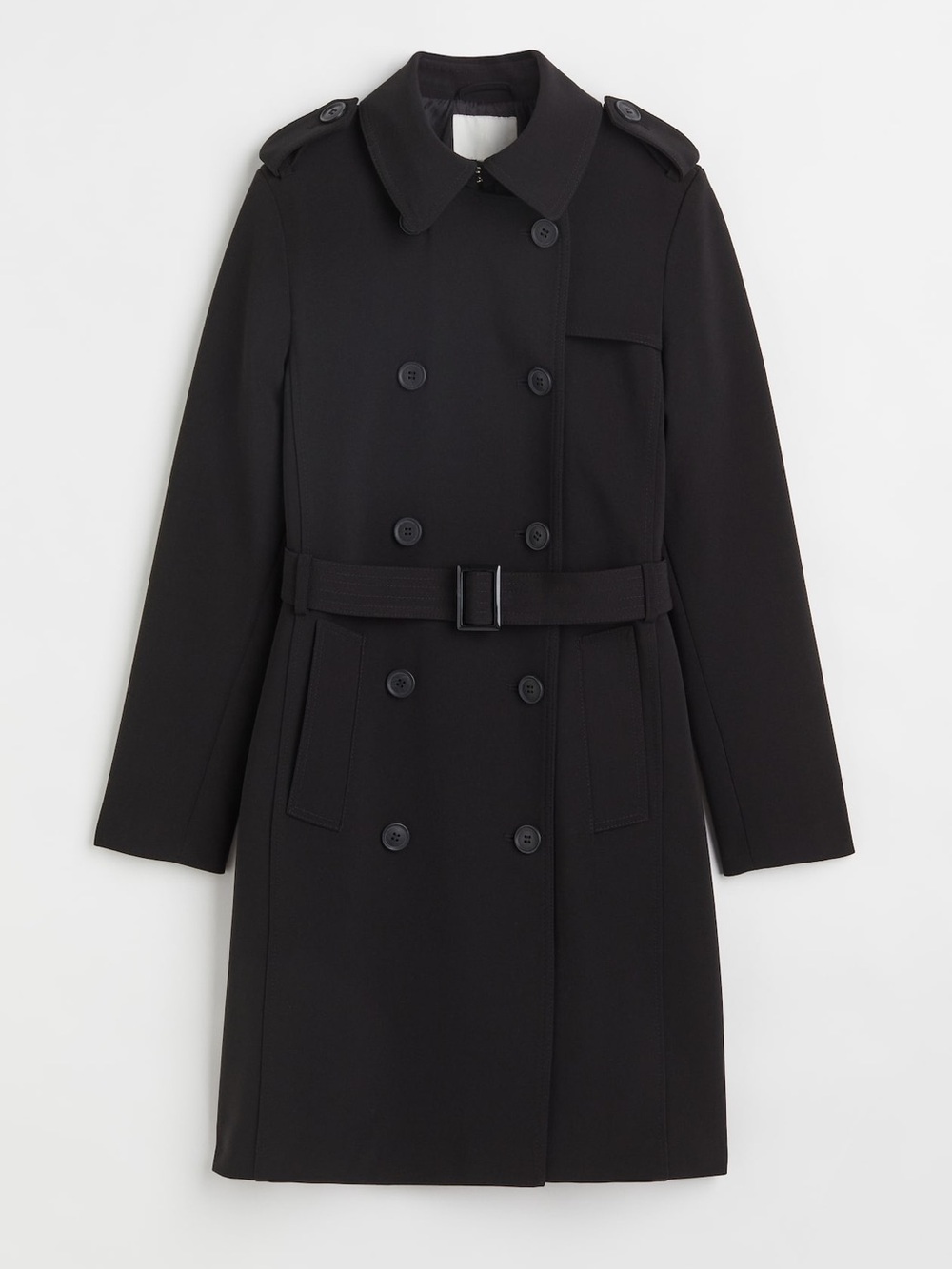 NWT H&M Classic Black Double-Breasted Trench Coat